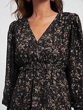 abordables robe décontractée imprimée-mini-robe décontractée en mousseline de soie à volants et fleurs
