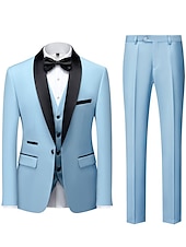 abordables Costumes de Retour-Pour des hommes Soirée Bal de promo Smoking Gris foncé Noir Texturé Coupe sur mesure 3 pièces Simple boutonnage un bouton