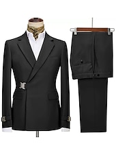 Недорогие Праздничная вечеринка-Мужской Смокинги Костюмы Для вечеринок Свадьба Черный Розовый Весна, осень, зима, лето Костюм Острый Лацкан с тупым углом Однотонный Узкий крой Набор из 2 предметов Однобортный с 1 пуговицей