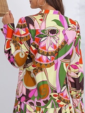 voordelige overhemden, tops en blouses-Tencel overhemdblouse met kleurblokken en gebloemde v-hals