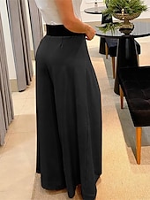 preiswerte weites Bein und hohe Taille-Damen Anzughosen Breites Bein Hosen Hose Elegant Modisch Strassenmode In voller Länge Hoher Taillenbund Glatt Hoher Schnitt Atmungsaktivität Weich Komfortabel Mikro-elastisch Arbeit Strasse Täglich