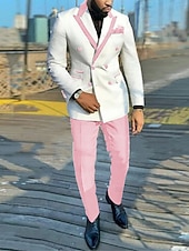 economico Festa di vacanza-Uomo Smoking Completi Feste Nero Rosa Primavera, Autunno, Inverno, Estate Tuta A lancia Tinta unita Vestibilità su misura 2 pezzi Doppiopetto a sei bottoni