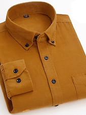preiswerte Flanellhemden-Herren Hemd Cord Hemd Hemdjacke Overshirt Glatt Outdoor Freizeitskleidung Hellblau Gelb Rote Marineblau Langarm Kargen Frühling &amp; Herbst Bekleidung Vordertasche