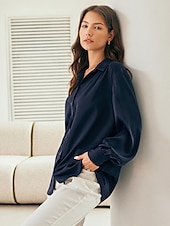 economico camicie, top e camicette-camicetta elegante in raso alla moda