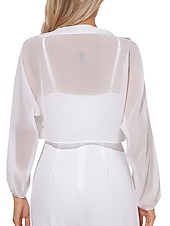 billige bryllup gjesteomslag-Sjale Sjal til kvinner Bolero Elegant Enkel Langermet Chiffon Bryllup Wrap Med Ren Farge Til Festkveldsklær Vår sommer