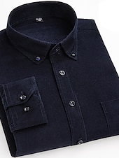 preiswerte Flanellhemden-Herren Hemd Cord Hemd Hemdjacke Overshirt Glatt Outdoor Freizeitskleidung Hellblau Gelb Rote Marineblau Langarm Kargen Frühling &amp; Herbst Bekleidung Vordertasche