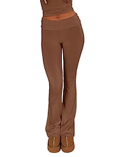 ieftine Jambiere simple-Pentru femei Clopot de jos Pantaloni Activ Modă Șic Stradă Lungime totală Talie Joasă Simplu Respirabilitate Απαλό Comfortabil Micro-elastic În aer liber Stradă Zilnic Gri Deschis Gri Închis Roz