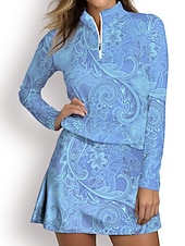 cheap Women&#039;s Golf Clothing-Women&#039;s Golf Polo Shirt Floral Long Sleeve Sun Protection UPF50 for Ladies Golf Attire