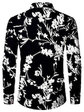abordables Motif de plantes-Homme Floral Chemise Chemise boutonnée manche longue Décontractées Usage quotidien Sortie Automne hiver Col rabattu Imprimer Bouton bas Noir Vert