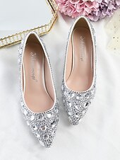 お買い得  結婚式のゲスト-女性用キラキラ輝くラインストーンのポインテッドトゥパンプス - 結婚式、カクテルパーティー、パーティーに最適なローキトンヒールのドレスシューズ