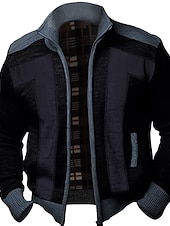 economico Maglioni Cardigan da uomo-Per uomo Cardigan Maglione Maglione con zip Cardigan grosso A coste Maglia Corto Tasche laterali Color Block Colletto alla coreana Top caldi Contemporaneo moderno Informale Da tutti i giorni