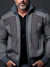 economico Maglioni Cardigan da uomo-Per uomo Cardigan Maglione Maglione con zip Cardigan grosso A coste Maglia Corto Tasche laterali Color Block Colletto alla coreana Top caldi Contemporaneo moderno Informale Da tutti i giorni