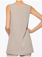 voordelige Broekpakken van mama-Strand Bruiloft Jumpsuit  Pantsuit Moeder van de Bruid Elegante Plus Size Bateau Hals Vloer Lengte Chiffon Mouwloos Wrap Inbegrepen met Effen Kleur om indruk te maken 2025 gratis maat op maat