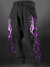 economico Pantaloni della tuta-Fiamma Astratto Per uomo Stampa 3D Pantaloni della tuta Jogging Pantaloni Esterno Strada Casual / quotidiano Poliestere Giallo Blu Viola S M L Vita normale Elasticità Pantaloni