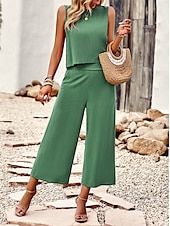abordables Débardeurs et camisoles femme-Débardeur en camisole pour femmes noir jaune bleu couleur solide décontracté mode quotidienne encolure ronde ajustement régulier S