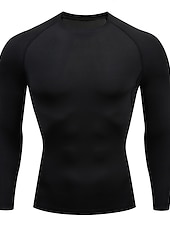 お買い得  メンズ アクティブ T シャツ &amp; タンクトップ-男性用 Tシャツ ジムシャツ コンプレッション・シャツ フィットネスシャツ メンズトップス クルーネック 長袖 スポーツ バケーション お出かけ カジュアル／普段着 速乾性 吸汗性 高通気性 高弾性 平織り ブラック ホワイト アクティブウェア ファッション スポーツ