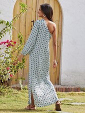 economico abito casual stampato-maxi abito geometrico monospalla