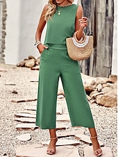 abordables Débardeurs et camisoles femme-Débardeur en camisole pour femmes noir jaune bleu couleur solide décontracté mode quotidienne encolure ronde ajustement régulier S