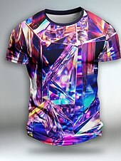 お買い得  3D Tシャツ-男性用 グラフィック 3D印刷 幾何学的な 視覚詐欺 半袖 Tシャツ 3Dプリント クルーネック シャツ 日常 デザイナー アーティスティック パーティー カジュアル 祝日 ライトグリーン バーガンディー ライトパープル 春夏 衣類 標準 S M L XL XXL XXXL