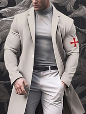 billiga lättviktsrock för män-Herr Kors Vinterkappa Rock Kappa Håller värmen Andningsfunktion Bekväm Mode Streetwear Affär Arbete Klä till Jobbet Utekväll Ficka Mönster Höst vinter Nedvikt Långärmad Svart Vit Khaki grön