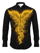 levne Zvířecí-Pánské Phoenix Košile Košile na knoflíky Dlouhý rukáv Na běžné nošení Denní nošení Jdeme ven Podzim zima Přehnutý Tisk Tlačítko dolů Rubínově červená Královská modř Vodní modrá Fialová Oranžová