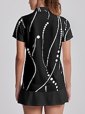  نسائي قميص بولو أزرق كم قصير حماية الشمس قمم ملابس الجولف للسيدات، ملابس ملابس