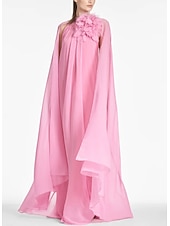preiswerte Rosa-Strandhochzeit A-Linie Abendkleid Elegantes Kleid Formell Ball Bodenlang Ärmellos Juwel-Ausschnitt Chiffon mit Schulterblume 2025