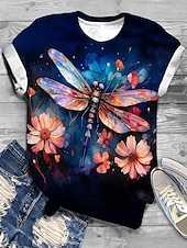 cheap Animals tee-Women&#039;s T Shirt Fashion Floral Print Short Sleeve Regular Tops Round Neck Daily Weekend Yellow Blue Orange Summer