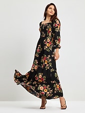 baratos Vestidos Florais-vestido de férias de primavera com padrão floral