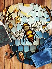 cheap Animals tee-Women&#039;s T Shirt Fashion Floral Print Short Sleeve Regular Tops Round Neck Daily Weekend Yellow Blue Orange Summer