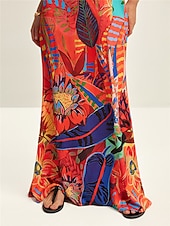 abordables robe décontractée imprimée-robe longue de vacances à la mode d&#039;été à imprimé tropical