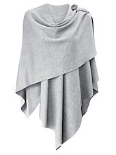 abordables Capas &amp; Capa-Retro Antiguo Medieval Capa Chales Poncho cruzado frontal Feria del Renacimiento Cosplay Vikingo Ranger Tiro al arco Color sólido Mujer Celta Vikingo Fantasía Casual Diario Adulto Chal Primavera
