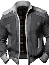 economico Maglioni Cardigan da uomo-Per uomo Cardigan Maglione Maglione con zip Cardigan grosso A coste Maglia Corto Tasche laterali Color Block Colletto alla coreana Top caldi Contemporaneo moderno Informale Da tutti i giorni