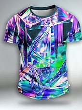 お買い得  3D Tシャツ-男性用 グラフィック 3D印刷 幾何学的な 視覚詐欺 半袖 Tシャツ 3Dプリント クルーネック シャツ 日常 デザイナー アーティスティック パーティー カジュアル 祝日 ライトグリーン バーガンディー ライトパープル 春夏 衣類 標準 S M L XL XXL XXXL