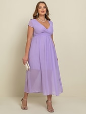 abordables Robe de cocktail-robe longue Femme Grande Taille Robe de bal Manche Courte Eté Printemps Automne - Mode Soirée Moderne Ruché Couleur monochrome Col V Vacances 2023 Noir Blanche Jaune Vert Claire Vin Rouge Bleu Vert