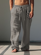 abordables Classique-Homme Graphique Etoile Totem Pantalons en Lin Pantalons Pantalons Amples Taille Moyenne Occasionnel Vacances Tenue quotidienne Sortir Printemps Automne Noir Bleu Vert
