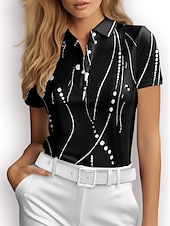  نسائي قميص بولو أزرق كم قصير حماية الشمس قمم ملابس الجولف للسيدات، ملابس ملابس