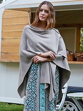 abordables Capas &amp; Capa-Retro Antiguo Medieval Capa Chales Poncho cruzado frontal Feria del Renacimiento Cosplay Vikingo Ranger Tiro al arco Color sólido Mujer Celta Vikingo Fantasía Casual Diario Adulto Chal Primavera