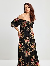 baratos Vestidos Florais-vestido de férias de primavera com padrão floral