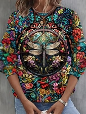 preiswerte Tiere Tops-Sweatshirt für Damen, Grafik, Tier, Schmetterling, lässig, Sport-Print, Sportbekleidung, lustig, Rundhalsausschnitt, lange Ärmel, mikroelastisch, Herbst&amp;amp;Winterkomfort, atmungsaktives, weiches