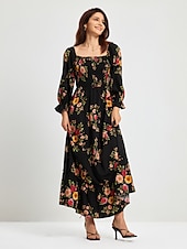 baratos Vestidos Florais-vestido de férias de primavera com padrão floral