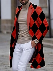 preiswerte leichter Herrenmantel-Herren Bogengimpe Wintermantel Mantel warm halten Atmungsaktiv Komfortabel Geschäftlich Arbeit Tragen Sie, um zu arbeiten Ausgehen Tasche Bedruckt Herbst Winter Ständer Langarm Weiß Blau Purpur