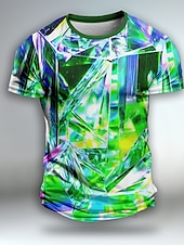 お買い得  3D Tシャツ-男性用 グラフィック 3D印刷 幾何学的な 視覚詐欺 半袖 Tシャツ 3Dプリント クルーネック シャツ 日常 デザイナー アーティスティック パーティー カジュアル 祝日 ライトグリーン バーガンディー ライトパープル 春夏 衣類 標準 S M L XL XXL XXXL