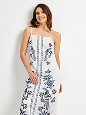 abordables robe décontractée imprimée-robe longue à fleurs pour les vacances d&#039;été