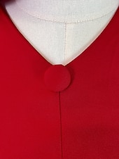 abordables ROUGE-Robe Svelte Rouge Noir Rouge Vert de Noël Robe de Soirée Élégante Robe Cape Formelle Automne Traîne Balayée  Brosse Manches Longues Col Boulé Tissu Extensible avec Boutons Fente robe à impressionner