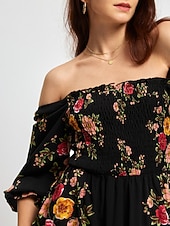 baratos Vestidos Florais-vestido de férias de primavera com padrão floral