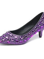 お買い得  結婚式のゲスト-女性用キラキラ輝くラインストーンのポインテッドトゥパンプス - 結婚式、カクテルパーティー、パーティーに最適なローキトンヒールのドレスシューズ