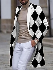 preiswerte leichter Herrenmantel-Herren Bogengimpe Wintermantel Mantel warm halten Atmungsaktiv Komfortabel Geschäftlich Arbeit Tragen Sie, um zu arbeiten Ausgehen Tasche Bedruckt Herbst Winter Ständer Langarm Weiß Blau Purpur