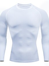 お買い得  メンズ アクティブ T シャツ &amp; タンクトップ-男性用 Tシャツ ジムシャツ コンプレッション・シャツ フィットネスシャツ メンズトップス クルーネック 長袖 スポーツ バケーション お出かけ カジュアル／普段着 速乾性 吸汗性 高通気性 高弾性 平織り ブラック ホワイト アクティブウェア ファッション スポーツ