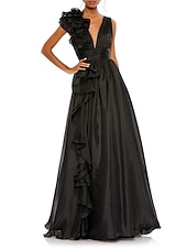 preiswerte lila-Strandhochzeit A-Linie Weihnachtskleid Abendkleid Promi-Stil Kleid Rot Grün Kleid Formeller Hochzeitsgast bodenlang ärmellos V-Ausschnitt Chiffon mit Schlitz reine Farbe Kleid Maskerade Kleid 2025